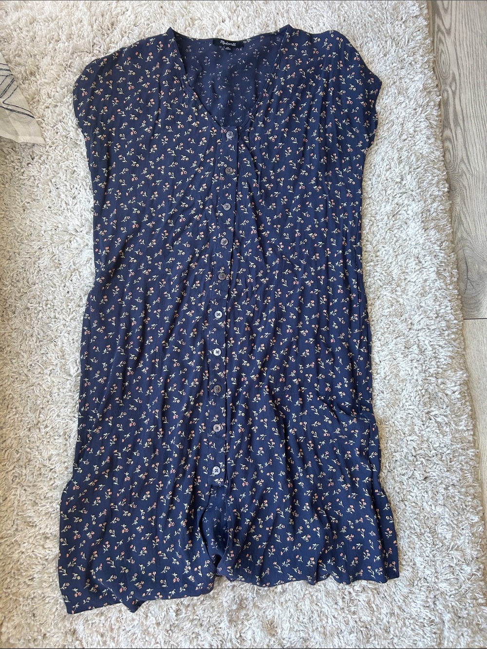 Madewell Navy Blue Floral Midi Dress